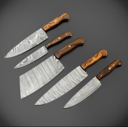 Hand Forged Damascus Steel Chef Knife Set