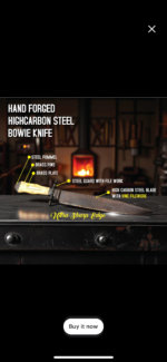 Hand Forged Bowie Knife with Carbon Steel Blade - Image 3